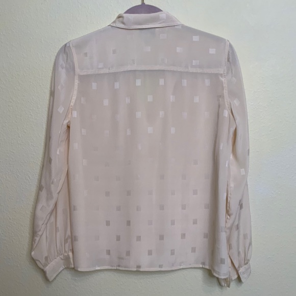 70s sheer funky print Long sleeve button down - Picture 2 of 4